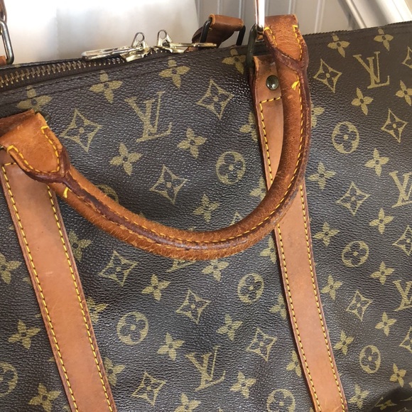 Authentic LOUIS VUITTON KeepAll LV 60 Weekend Shoulder Bag Crossbody Tote Duffle - Picture 10 of 16